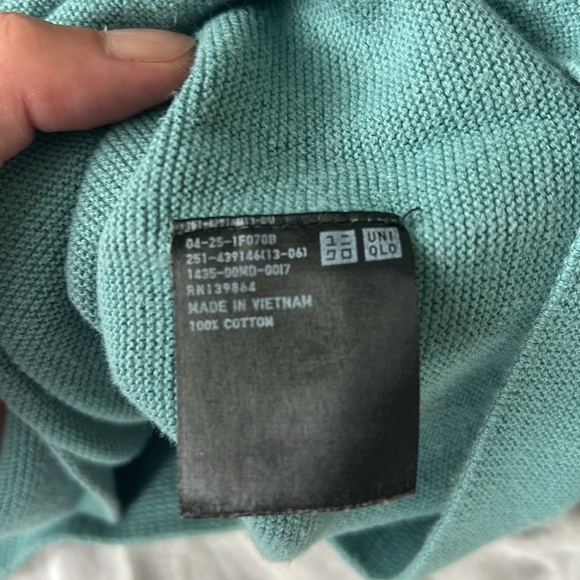 Uniqlo Seafoam blue/green 3D long sleeve knit sweater, GUC - Picture 3 of 4